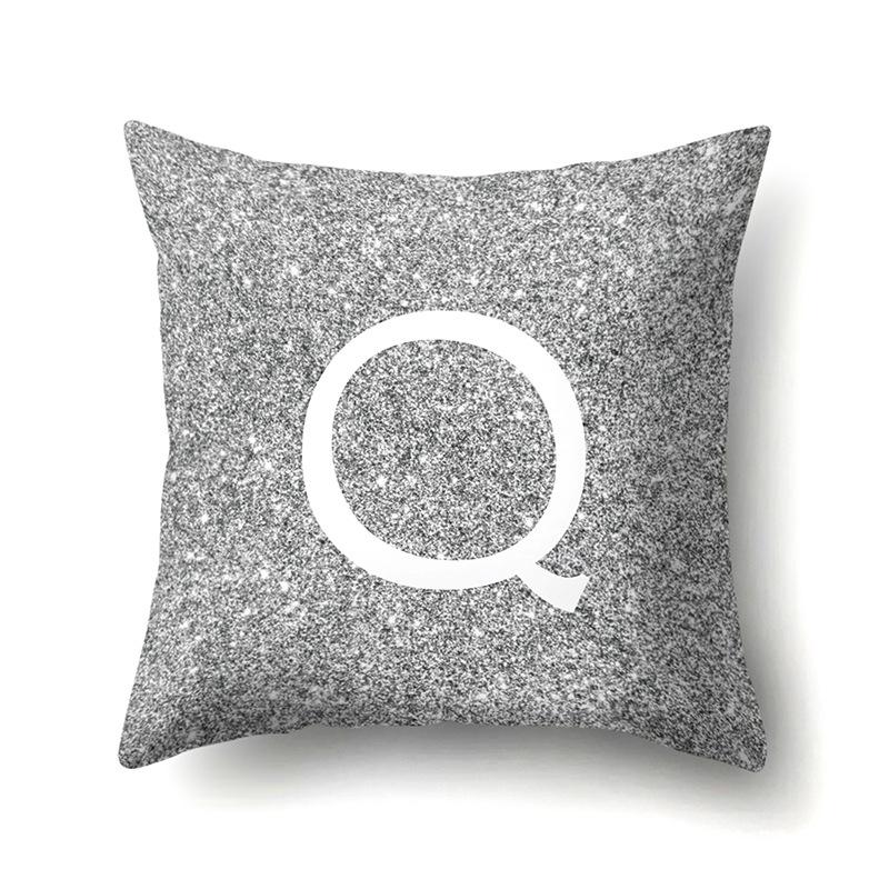 Polyester Pillowcase Home Decoration Gray Bottom Pillowcase 26 English Letter Cushion Cover