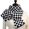 Checkerboard Scarf New Warm Mid Length Printed Plaid Scarf Japanese and Korean Sweet Knitted Scarf for Women