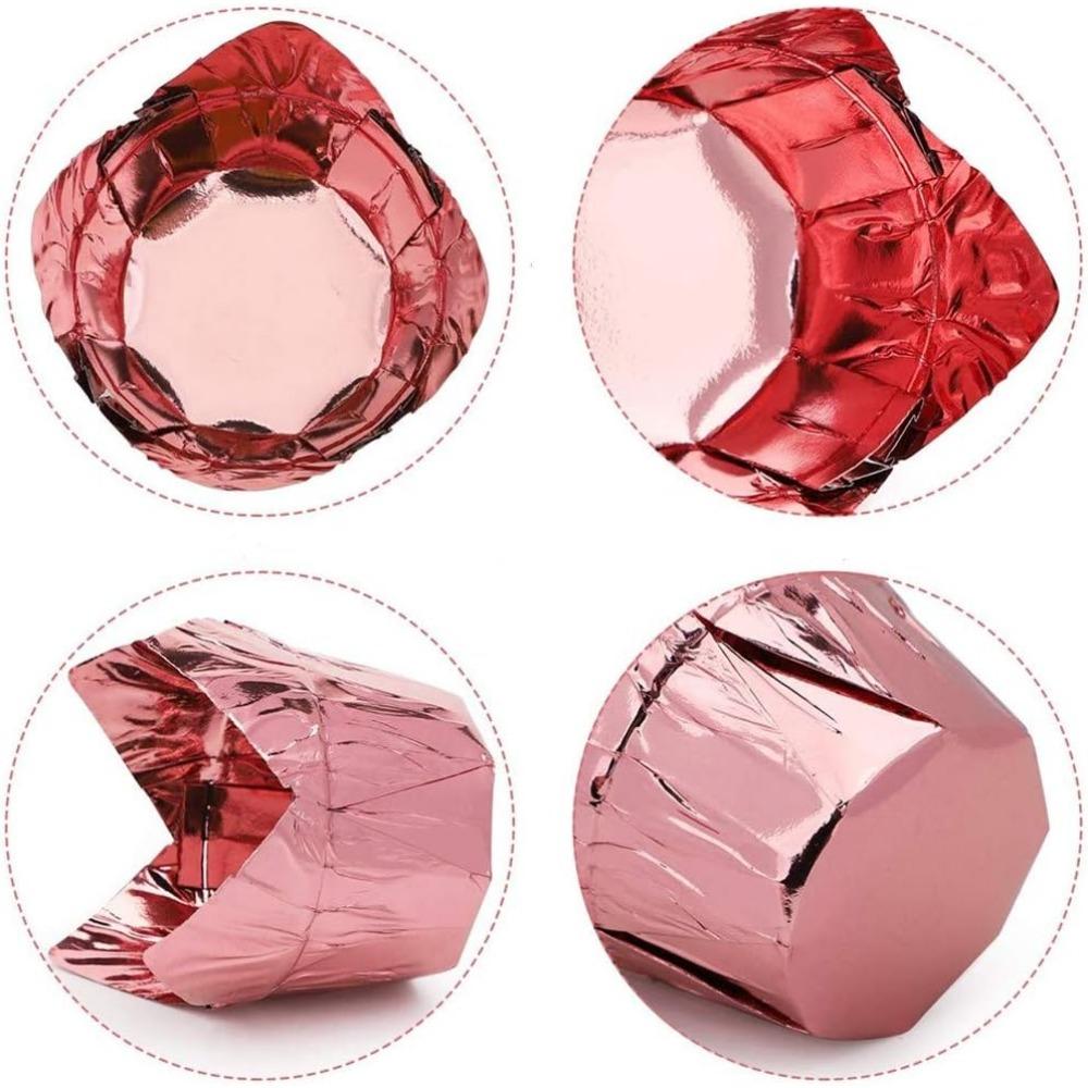 100 Stück Aluminiumfolien-Backförmchen - Einweg-Tulpenförmige Cupcake-Förmchen, 3,5 oz, Wiederverwendbare Aluminium-Cupcake-Form Ramekin-Halter