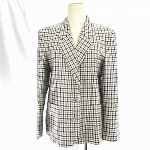 

Aquascutum / Приталенный пиджак из шелка и шерсти в клетку [Женский M / Черно-белый] Aquascutum