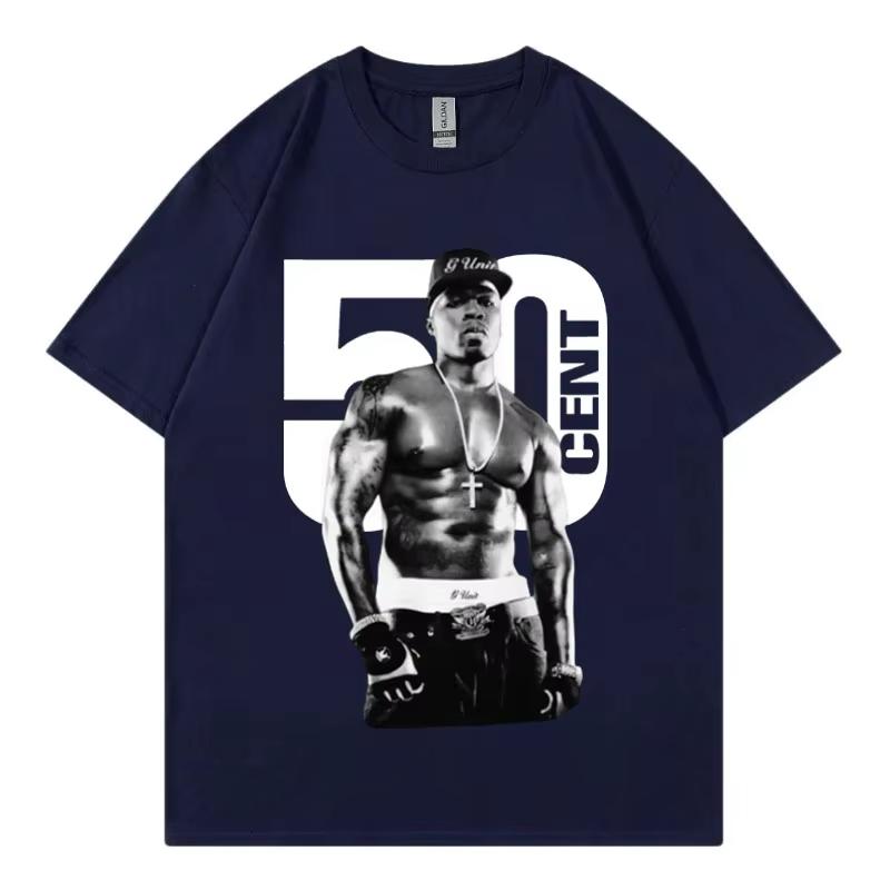 Rapper 50 Cent Graphic T Shirts Male Fashion Hip Hop Vintage Short Sleeve Tshirt Women Summer 100 Cotton Oversized Tshirts