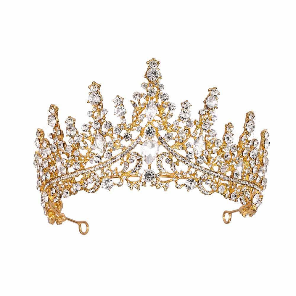 JWICOS Tiara Con Perle E Cristalli Per Donna - Corona Principessa Oro, Cerchietto Per Sposa, Ballo, Festa