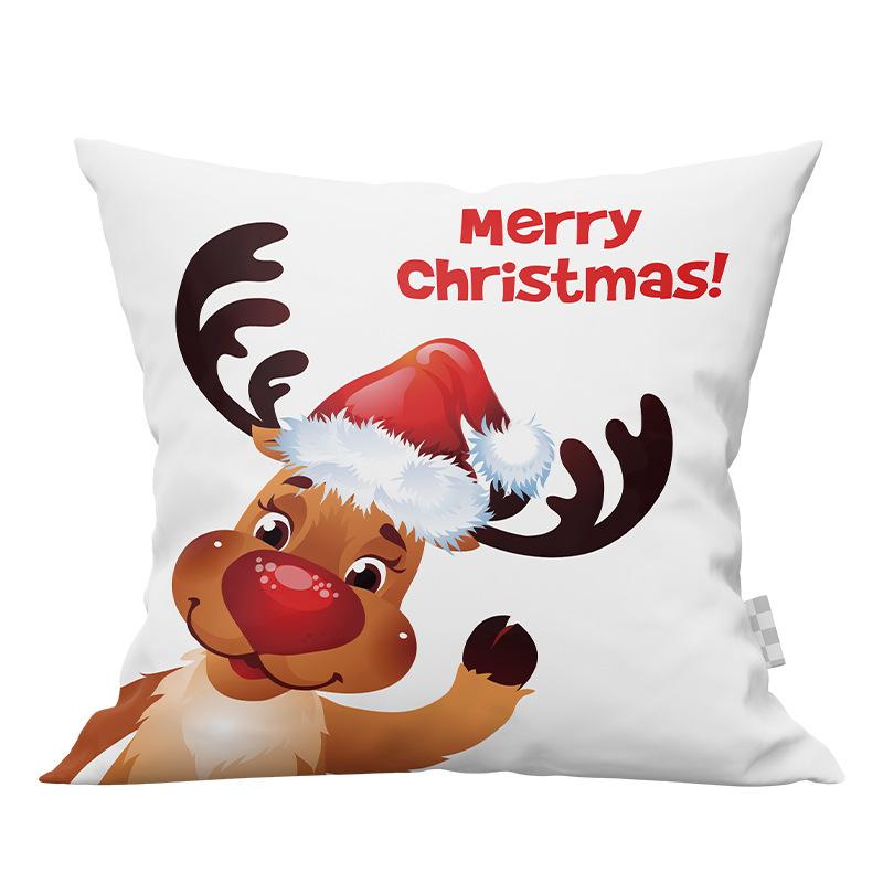 Christmas Decorative Pillow Cover Cartoon Printing Throw   Office Sofa Waist Cushion  Bedroom Home Decoration