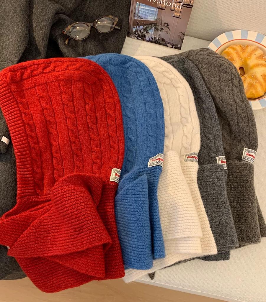 Winter Knit Balaclava Hat with Hood and Neck Warm and Slimming Cute and Solid Perfect for or Cycling Women's Scarf, 2-in-1 Warmer, Hood, Color,