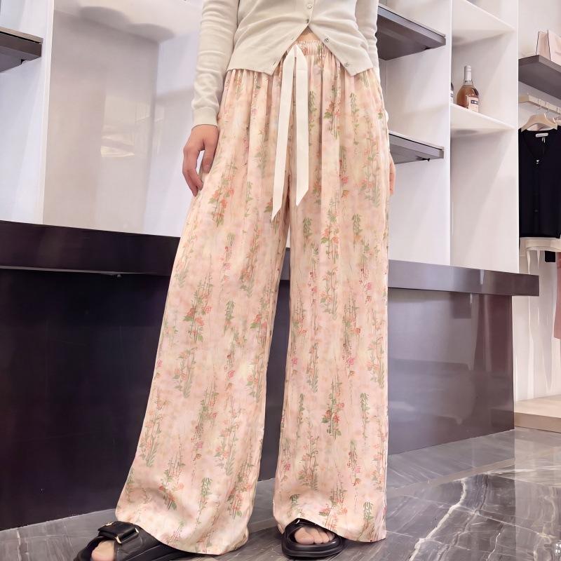 New Cotton and Silk Wide-leg Pants, Artificial Cotton Pajama Pants, Walking Pants, Loose and Casual, Can Be Worn Outside, Large Size Women's Thin 