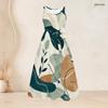 Women Plus Size Round Neck Sleeveless Abstract Printed Tie Waist A Line Long Dress
