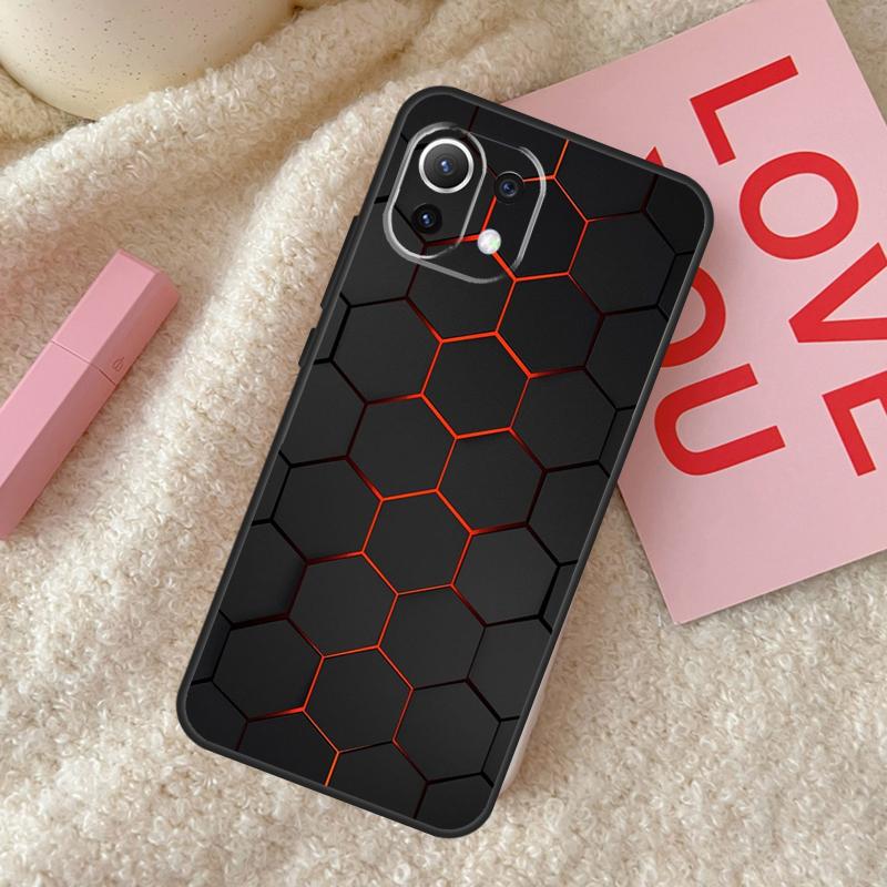 3D Hexagonal Lights Case For Xiaomi 14 15 Ultra 15T 14T 13T Pro 17 Pro Max POCO X7 Pro X3 X5 X6 F5 F6 F7 Cover