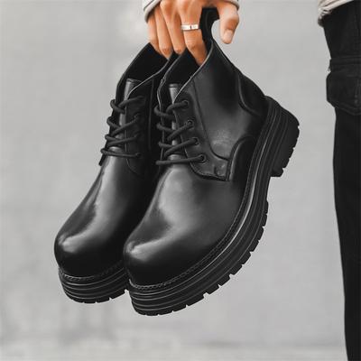 New Martin Boots Men's Lightweight and Versatile Thick-soled Heightening British Style Autumn and Winter Velvet Boots Shoes 70069-J