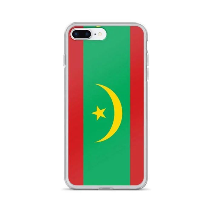Coque iPhone - Mauritanie - Drapeau officiel - Souple - Multicolore - Compatible iPhone 8 Plus