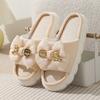 Fashion 2025 Summer Linen Women Slippers Home Slippers Comfortable Thick Sole Platform Ladies Fashion Bowknot Indoor Slipper Wholesale