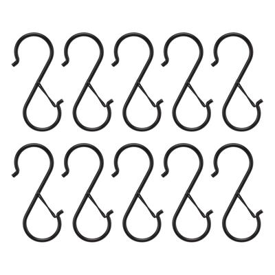 10Pcs S Shaped Hook Hanging Hooks Iron with Safety Buckle for Closet Kitchen Home