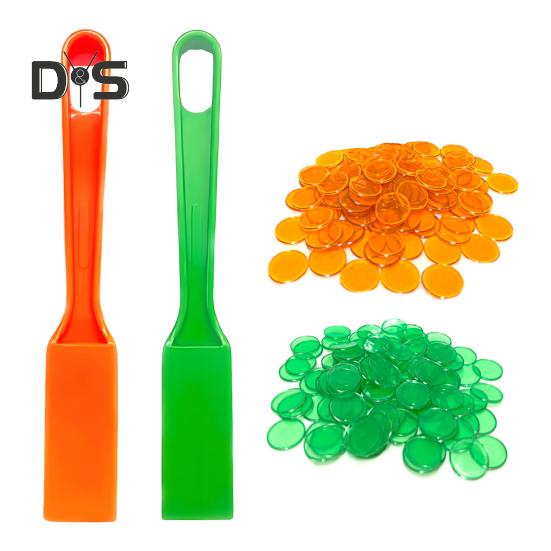 1 Set Magnetic Wands Kit with 200 Bingo Chips Multi-color Metal Ringed Transparent Discs Tokens Math Learning Counting Sorting Game Educational