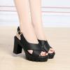 New Roman High Heel Sandals Summer Women Waterproof Platform Thick Heel Sandals Thick Sole Two-Wear Mother's Shoes Comfortable
