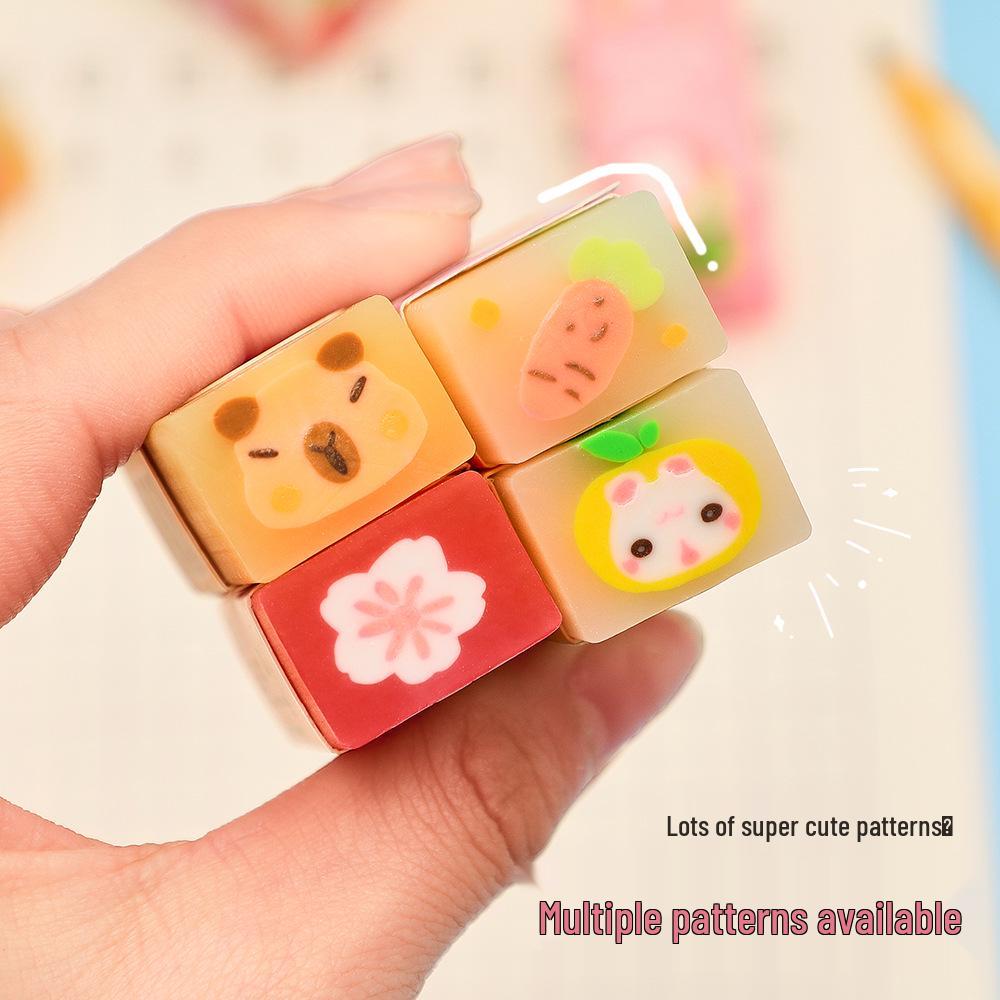 Cartoon-Sandwich-Radiergummi mit geringer Staubentwicklung - Geschenk für Schüler, Schreibwaren