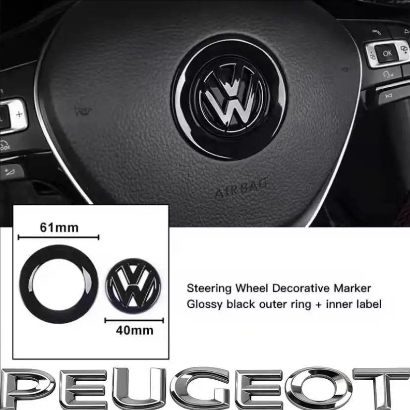 KUDFZ1 Car ABS Steering Wheel Emblem Trim Sticker Badge For VW GTI Golf Polo 6 7 Passat CC Tiguan T-ROC Jetta MK6 Taigo Arteon Hub Cap