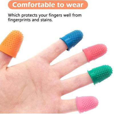 5 STÜCKE Silikon Fingerschutz Fingerhutschutz Ärmelspitzen Schutz Fingerspitze Daumen Fingerlinge Pads für Stickerei Nähen Schneiden