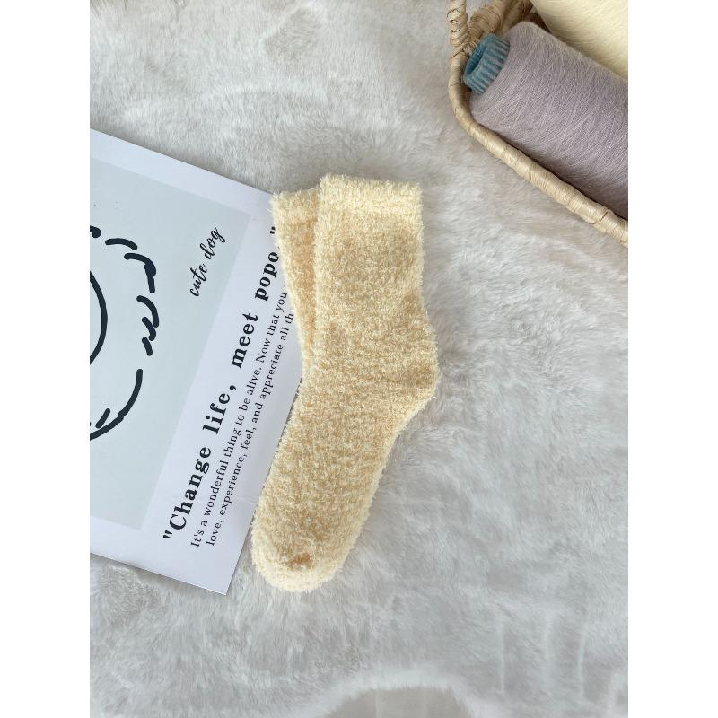 Nicht fusselnde Korallenfleece-Socken, Damen Einfarbige Haussocken, Halbfleece-Socken, Schlafsocken, Warme Fleece-Socken, Fleece-Bodensocken