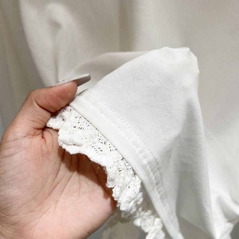 Zimní podzimní elegantní krajkové prošívání falešné dvoudílné tričko s dlouhým rukávem, halenka, dámské v novém designu s mašlí, sladké tričko se spodním dílem
