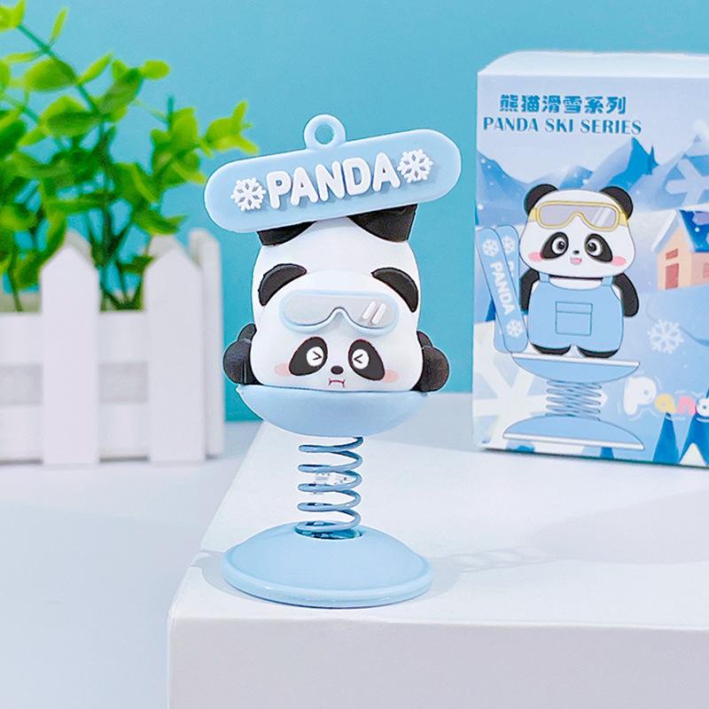 

Cartoon Panda Ski Rocking Music Car Decoration Ornament Cute Decompression Doll Figure Desktop Decoration Small Gift