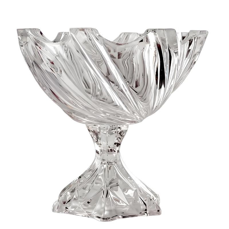 Round Fruit Bowl,Decorative Bowl,Crystal Glass Pedestal Bowl for Kitchen Counter Decors Cake Candy Snacks Organizers