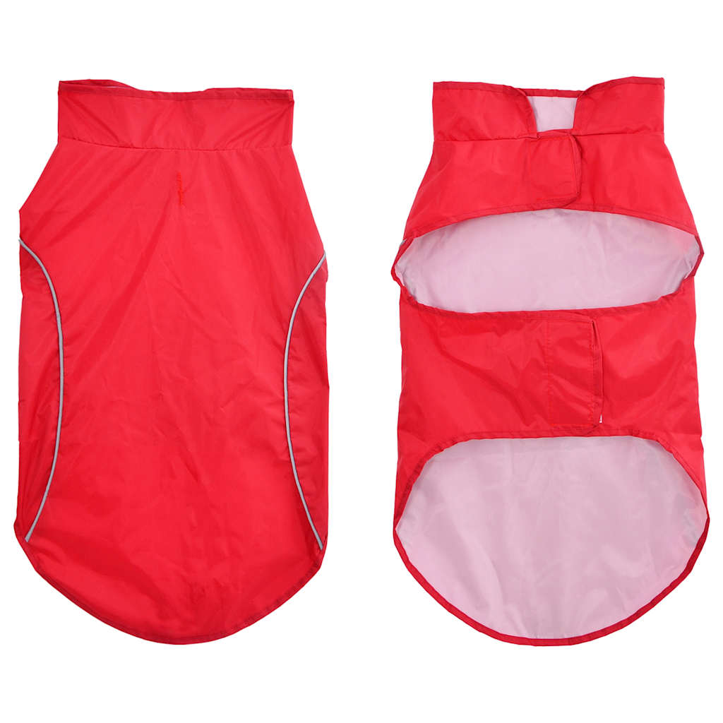Dog Raincoat with Reflective Strips Polyester Red XL