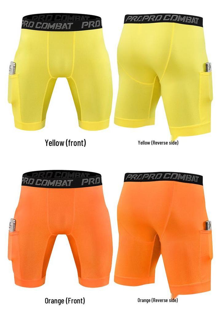 Shorts de Compression Homme à Séchage Rapide avec Poches pour la Course à Pied et le Basketball