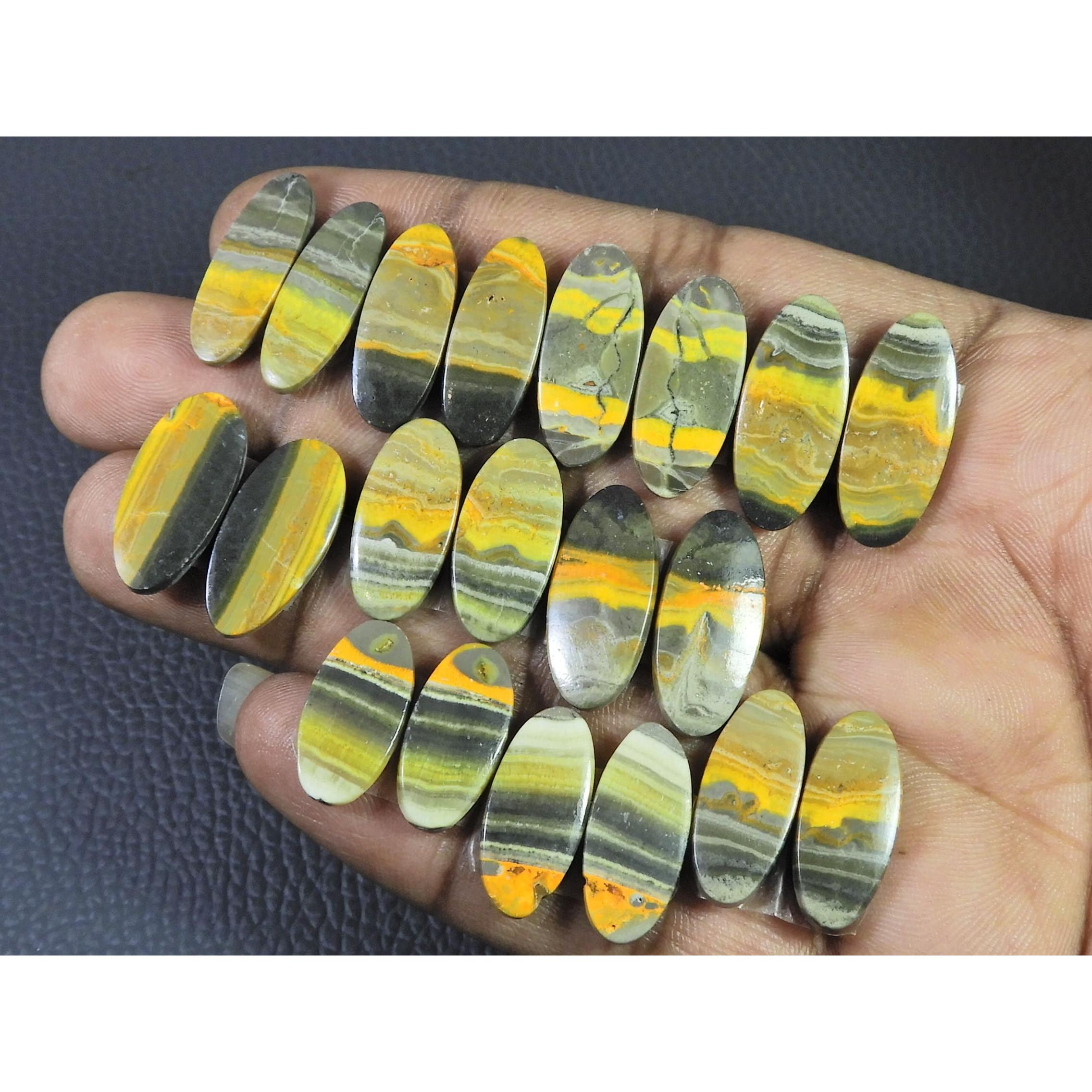 119Cts.Natural Bumble Bee Jasper Matched Pair Oval Loose Gemstone 10Pair Lot C-2209