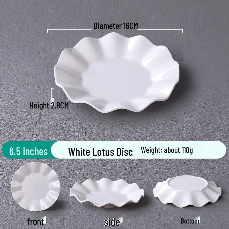 YuQunHui High-Grade Melamine White Serving Plate 6.5 inches