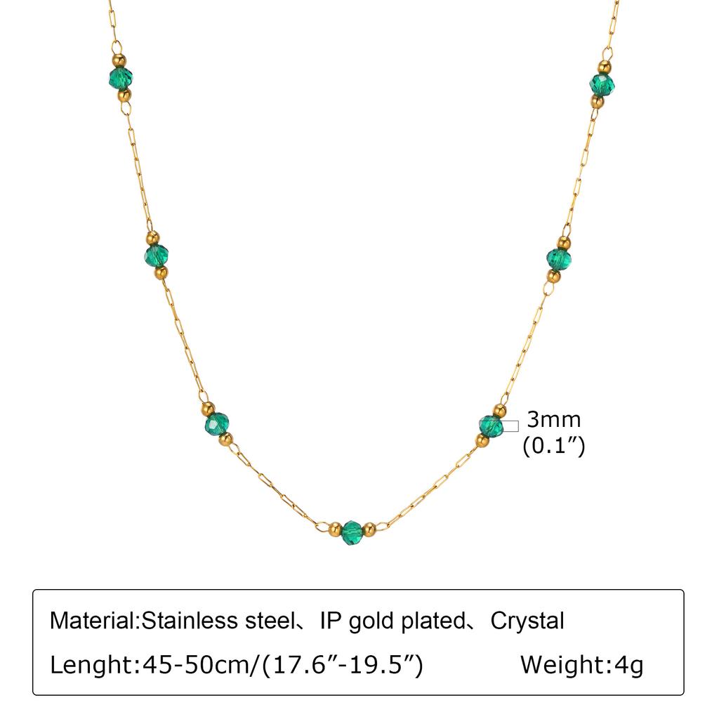 Vnox Green Stones Flower Charms Necklaces, Women Chain Necklaces, Vintage Beads Necklaces Collar, Autumn Winter Jewelry