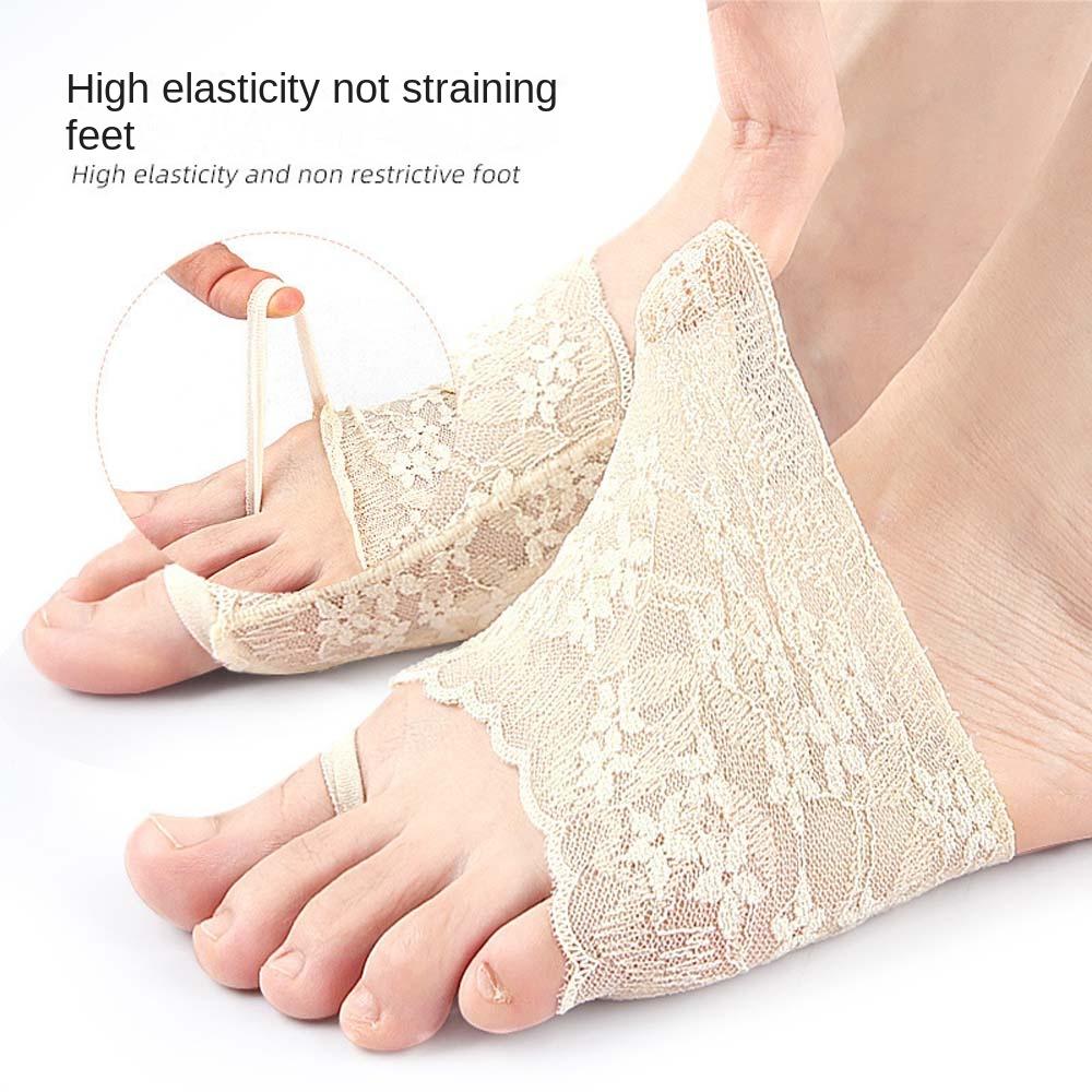 

3 Pairs Women Hosiery Forefoot Insoles Toe Separator Lace Invisible Socks Half Palm Socks Ladies