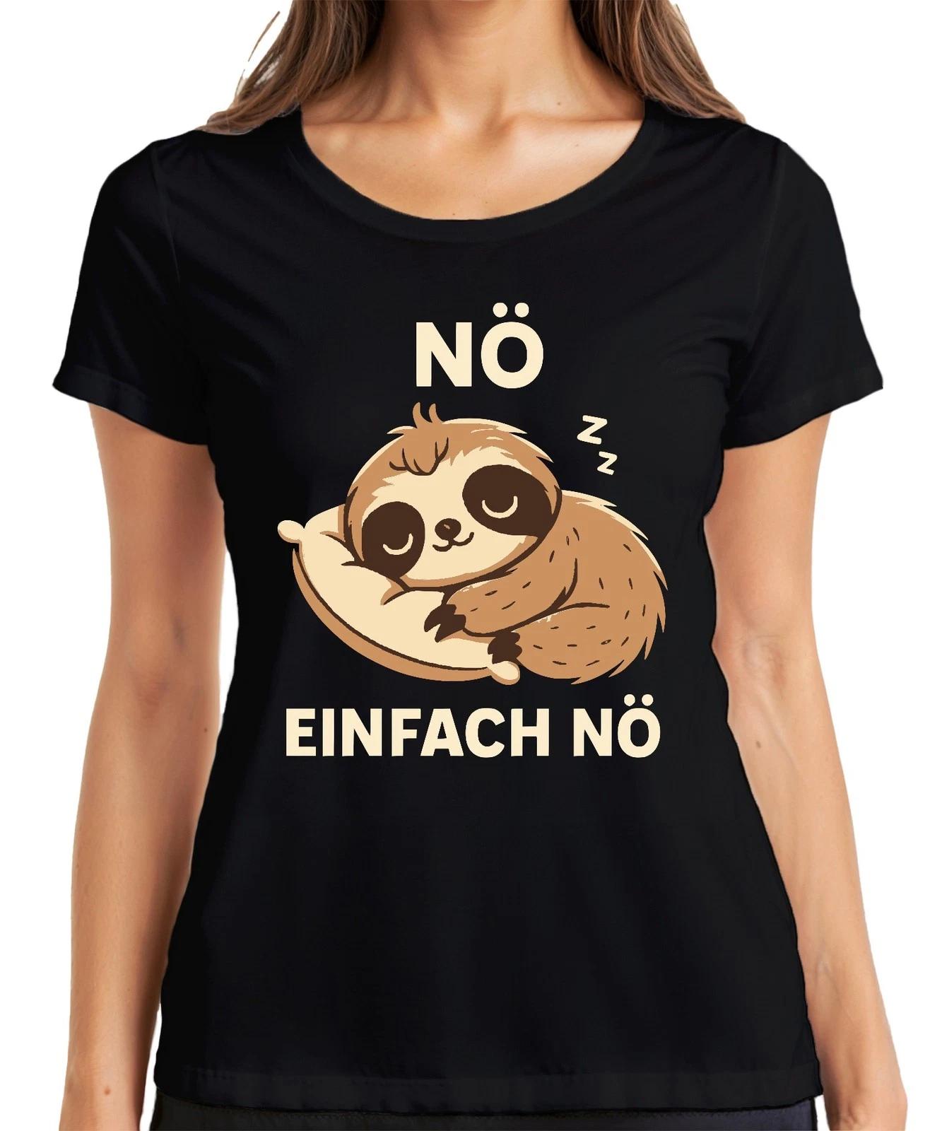 Faultier Schlafend NÖ EINFACH NÖ Süß Faul Geschenk Lustig Kinder Damen T-Shirt XS