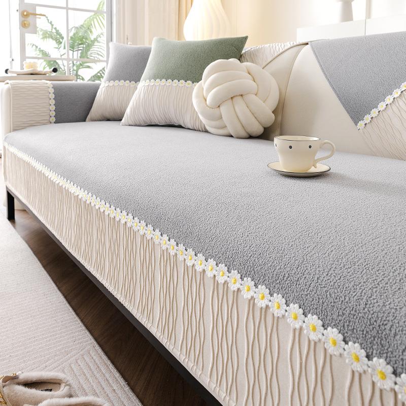 

Подушка для дивана Светлый французский кремовый Ветер Универсальный для всех сезонов Новый осенне-зимний чехол для дивана Кожаный Нескользящая подушка для сиденья 70*70cm