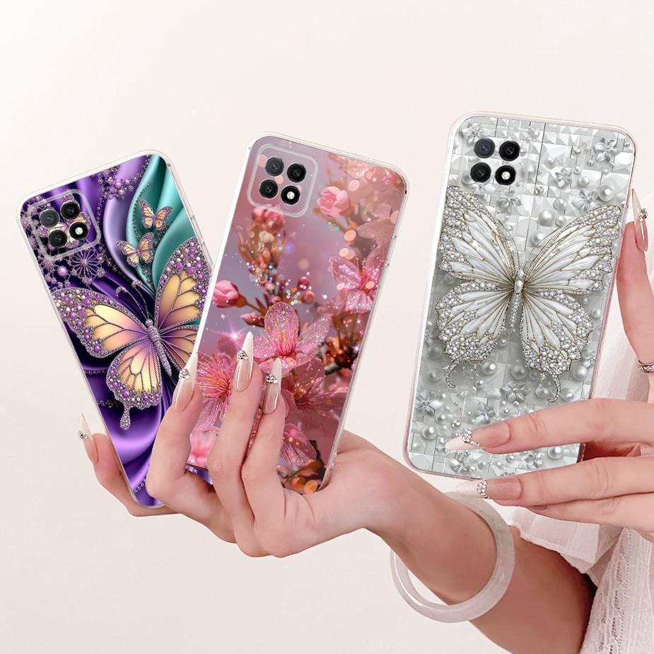 For Oppo A73 5G Case CPH2161 Luxury Flowers Butterfly Painted Cover Soft Slim Phone Case For Oppo A72 5G OppoA73 5G Fundas Coque