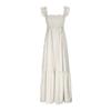 Women’s Gingham Print Smocked Waist Maxi Dress Sleeveless Ruffle Shoulder Square Neck Casual Long Dress