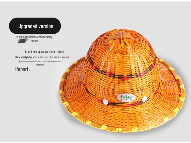 Bamboo Weaving Safety Helmet - Sunshade, Breathable, Anti-Smash, Industrial Protection