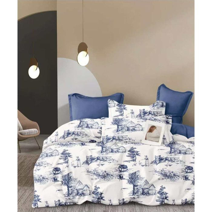 Duvet Cover Set "Double-sided Print" Combed Cotton Percale 80 Threads/cm² for Bed 140 To 160 - TH-22-25 -