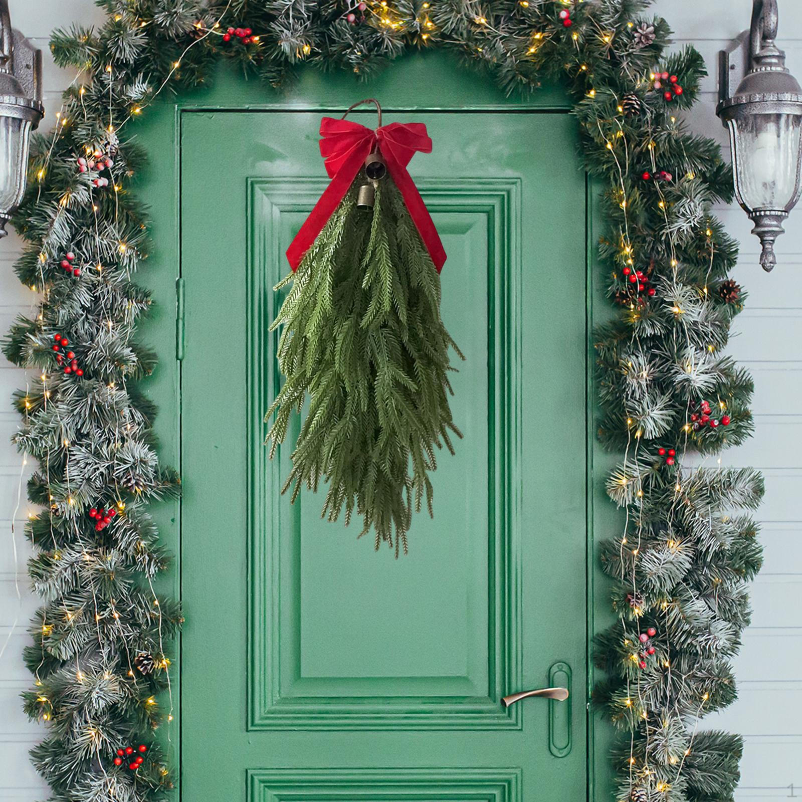 

Рождественская капля-сваг для двери Искусственный сосновый венок Задний фон В помещении На улице Зелень Листья для дома
