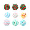 Pet Cats Dogs Color Block Plush Bell Ball Claws Grinding Bite-resistant Chew Toy