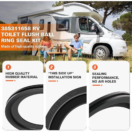 Upgraded 385311658 RV Toilet Seal by Beaquicy, Flush Ball Seal Gasket Replacement for Dometic 300/310/320, Toilet Seal Parts Solve The Leakage