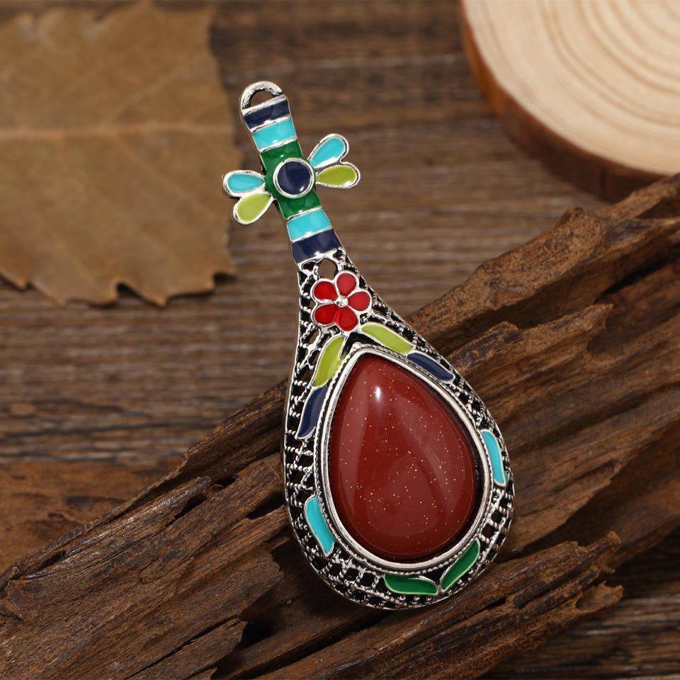 

Винтажная экзотическая брошь-пипа: Креативная брошь в виде музыкального инструмента, вдохновленная сосновым камнем, этнический аксессуар-корсет