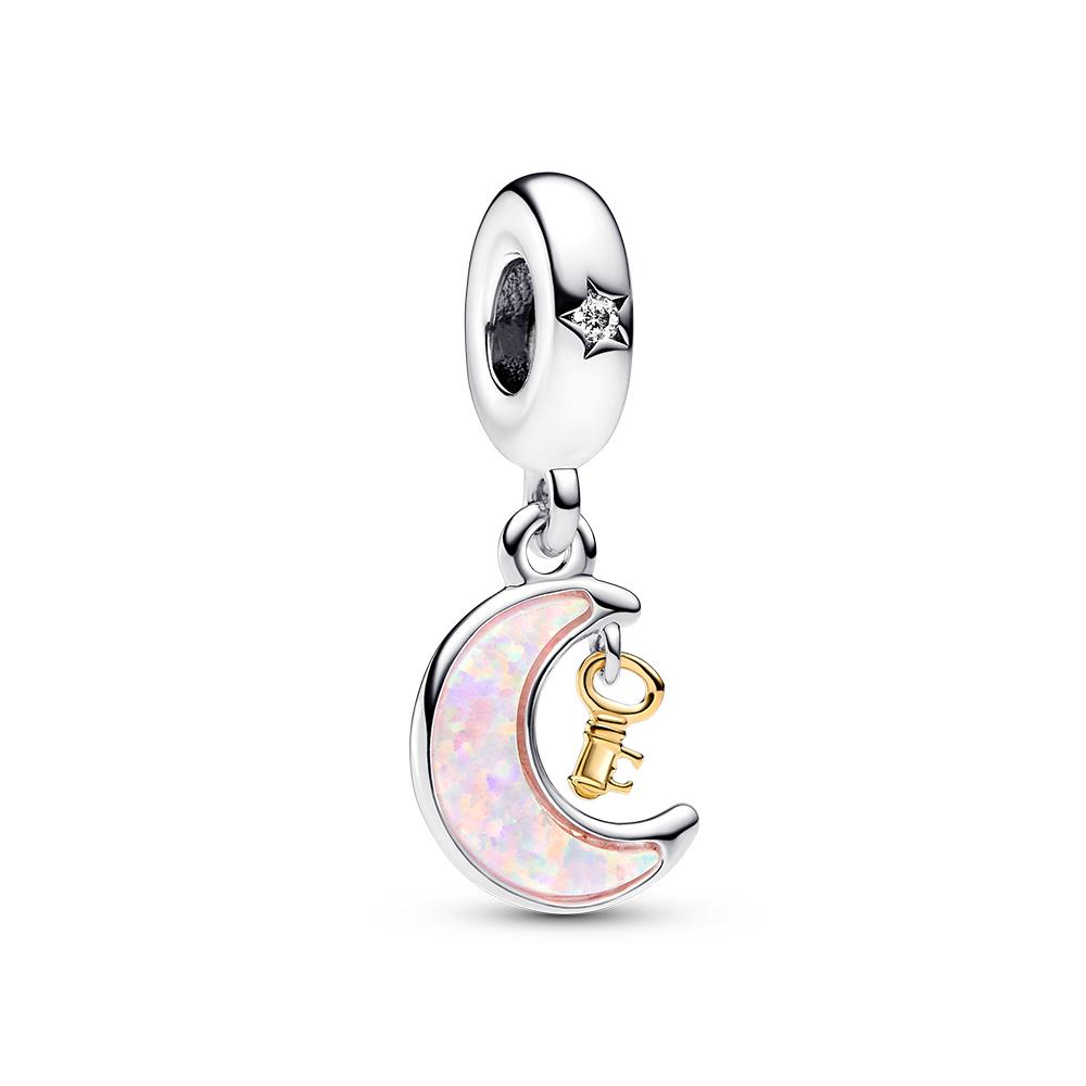 Pandora Two-Tone Key & Moon Dangle