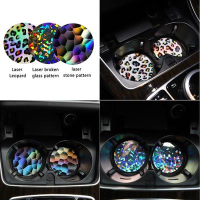 2 Pcs Car Cup Holder Aurora Coasters Set Dust-absorbing Auto Car Cup Holder Soft Rubber for Women