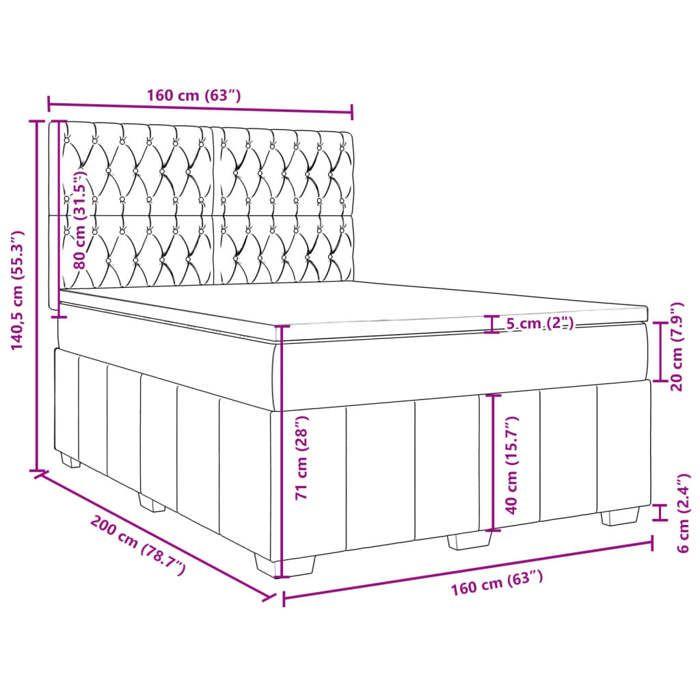 VidaXL Sommier à lattes de lit avec matelas Bleu 160x200 cm Tissu 3291732