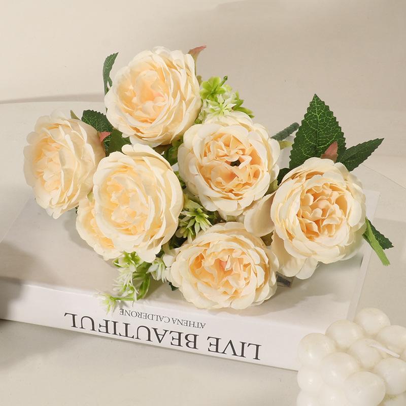

7 Heads Austin Rose Artificial Bouquet Real Touch Silk Rose Wedding Mother s Day Anniversary Home Decor Fake Flower светло-желтого