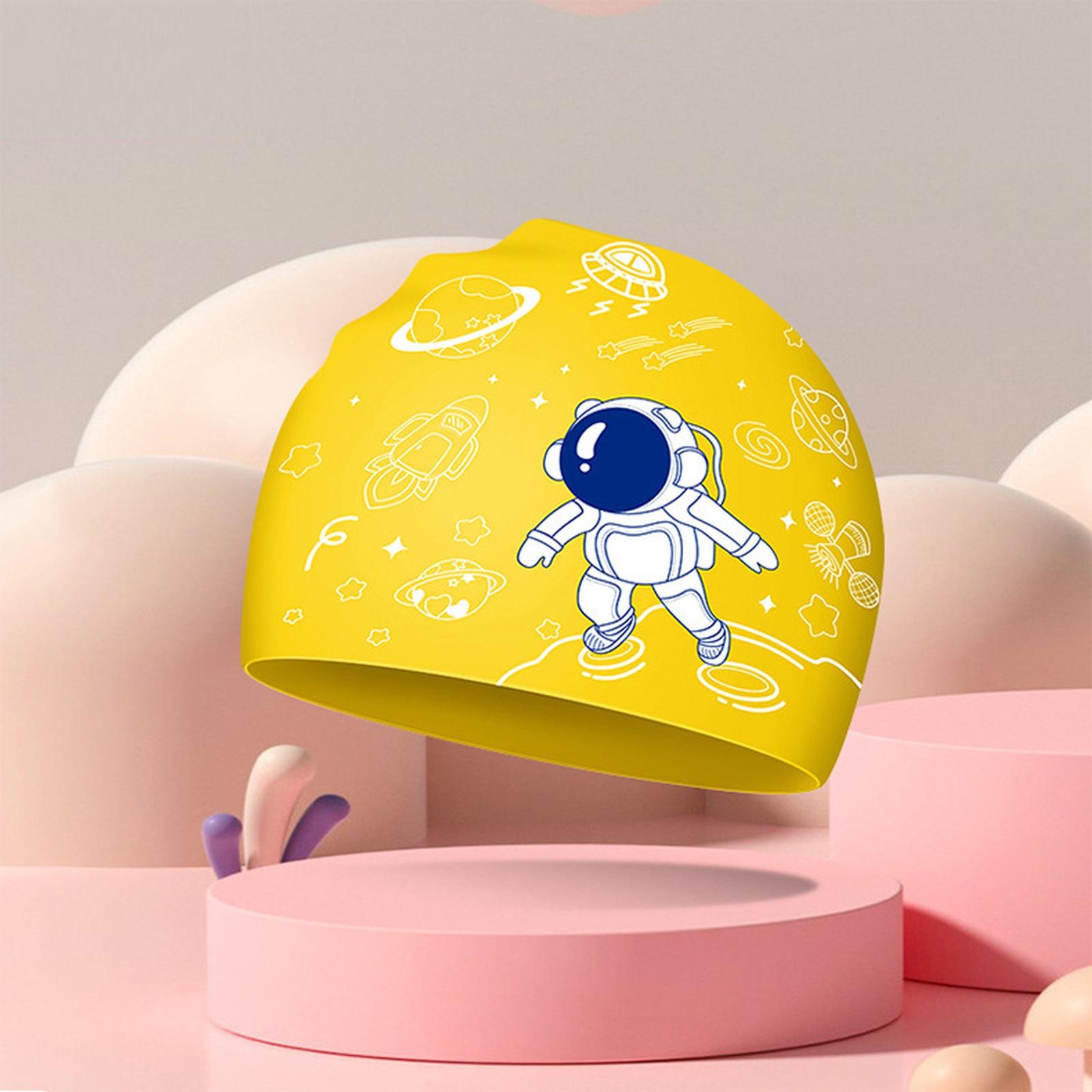 

Sporti Silicone Swim Cap Graphic Design with Dimension Height 7.6 Opening 7.5 , Swimming Cap Non , Easy Wear and Removal one size жовтий