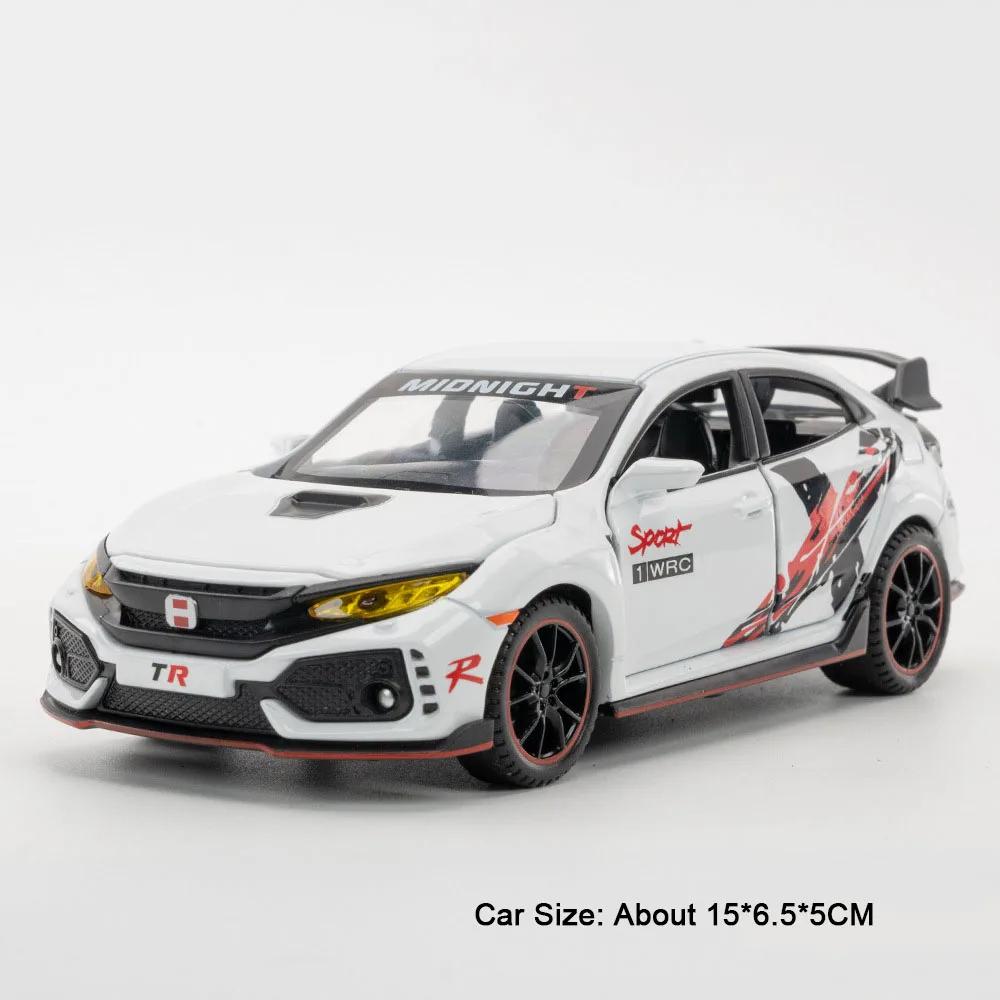 PCDB3 1:32 Honda CIVIC TYPE-R Accord Toys Diecast Alloy Models Car 6 Doors Opened Sound Light Pull Back Cars Children's Holiday Gifts