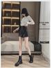 2024 Women's High-Waist PU Leather A-Line Wide-Leg Shorts for Autumn & Winter - Versatile Outdoor Wear