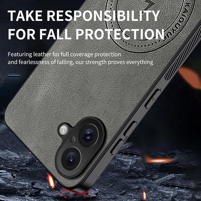 For iPhone 17 Air Luxury Lightning Magnetic Leather Case For iPhone 17 Pro Max Soft Shockproof Mobile Phone Protector Cover 17