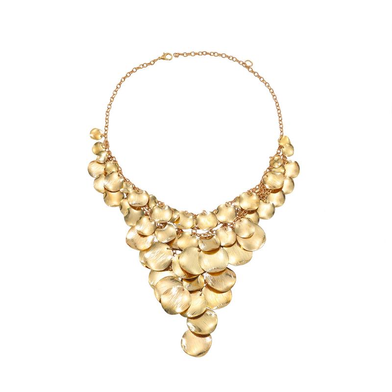 Exaggerated Metal Plate Waterfall Tassels Necklace For Women Multi-Layer Long Necklace Bohemian Style Jewelry Neck Accessories