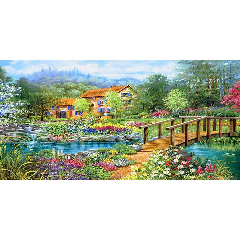 

5d Diy комплект алмазной живописи хижина речной пейзаж полная дрель Алмазная вышивка мозаика пейзаж вышивка крестиком Лидер продаж художественный декор 50x100CM